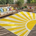 Outdoor Indoor Area Rug Boho Sun Washable Outdoor 8x10 Patio Rugs Medieval Aesthetic Vintage Abstract Art Non-Slip Carpet for Living Room, Patio, Porch, Pool Deck (8x10)