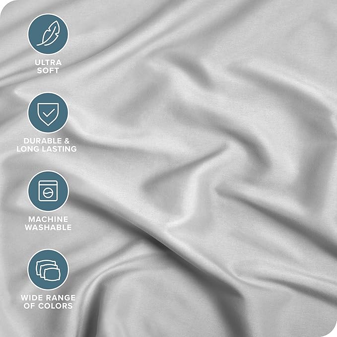 Bare Home 2-Pack Fitted Bottom Sheets Short Queen - Premium 1800 Ultra-Soft Wrinkle Resistant Microfiber - Deep Pocket (Short Queen, Cloud Grey)