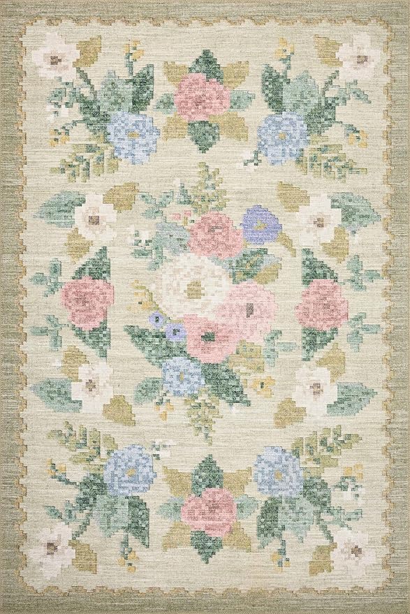 Loloi Rifle Paper Co. Rosa Collection RSA-02 Cream/Multi 2'-6" x 9'-6" Runner Rug