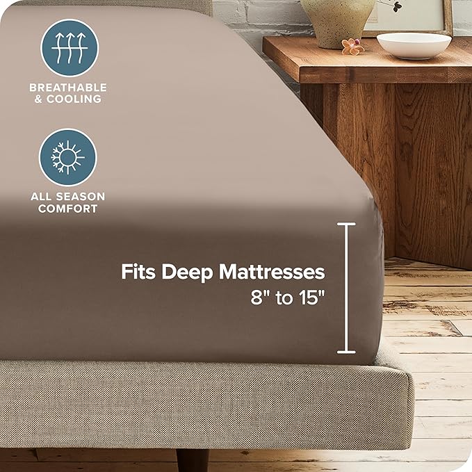 Bare Home 2-Pack Fitted Bottom Sheets King - Premium 1800 Ultra-Soft Wrinkle Resistant Microfiber - Deep Pocket (King, Taupe)