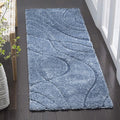 SAFAVIEH Florida Shag Collection Runner Rug - 2'3" x 11', Light Blue & Blue, Non-Shedding & Easy Care, 1.2-inch Thick Ideal for High Traffic Areas in Living Room, Bedroom (SG471-6065)