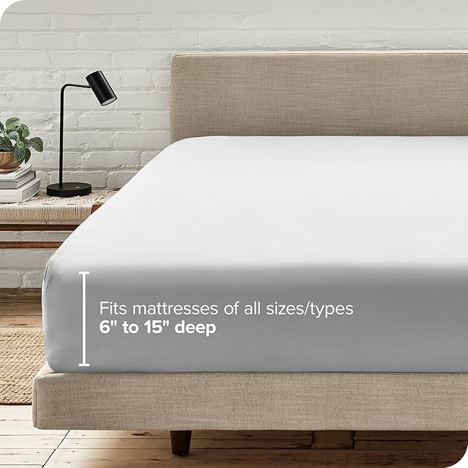 Bare Home Fitted Bottom Sheet Twin Size - Premium 1800 Microfiber - Ultra-Soft Hotel Luxury - Deep Pocket - Durable and Long Lasting (Twin, Cloud Grey)