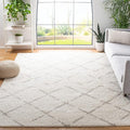 SAFAVIEH Arizona Shag Collection Area Rug - 5'1" Square, Ivory & Beige, Moroccan Boho Design, Non-Shedding & Easy to Clean, Ideal for Living Room, Bedroom, Dining Space (ASG743A)