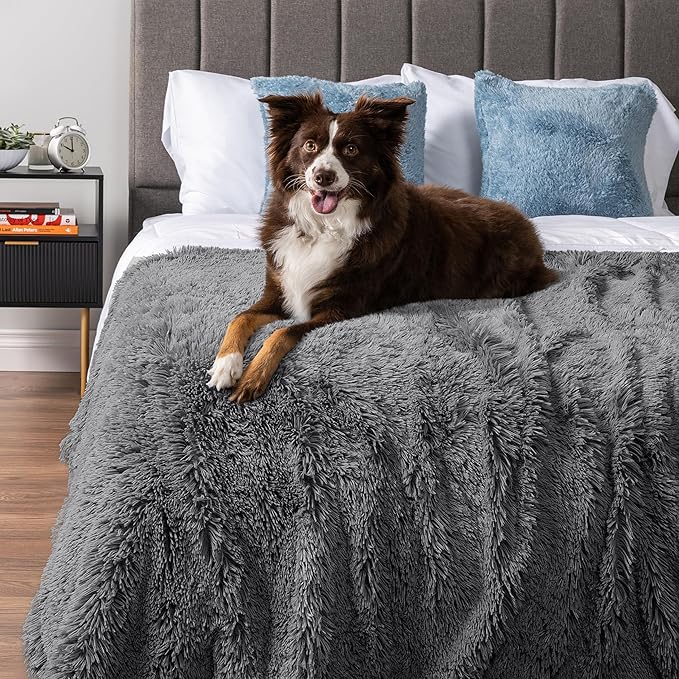 PetAmi Waterproof Dog Blanket for Medium Large Dogs, Calming Fleece Cat Blanket, Couch Protector Washable Sherpa Faux Fur Pet Throw for Puppy, Soft Reversible Leakproof 40x60 Gray