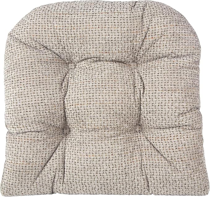 Klear Vu Gripper Overstuffed Universal Non-Slip Dining Chair Cushions for Kitchen Decor or Office Use, U-Shaped Skid-Proof Seat Pad, 17x17 Inches, 2 Count (Pack of 1), Honeycomb Graystone