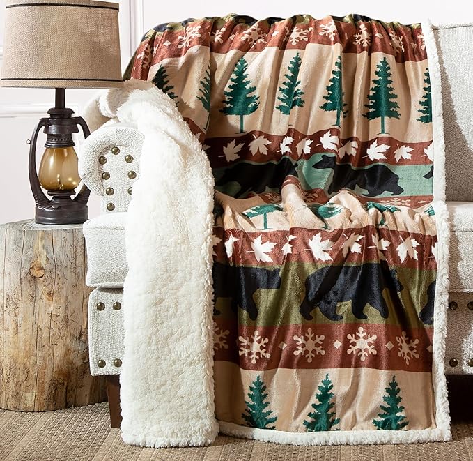 CARSTENS, INC. Ultra Premium Super Soft Plush Sherpa Fleece Oversized Throw Blanket 54" x 68", Cascade Ridge