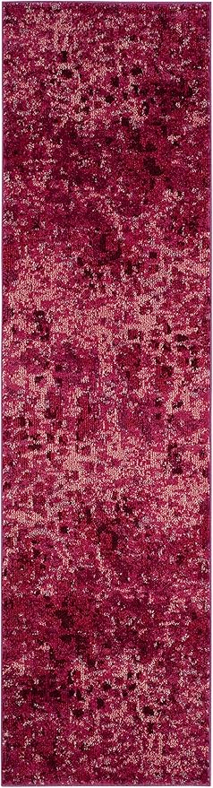 SAFAVIEH Monaco Collection Runner Rug - 2'2" x 10', Fuchsia, Boho Chic Abstract Watercolor Design, Non-Shedding & Easy Care, Ideal for High Traffic Areas in Living Room, Bedroom (MNC225F)