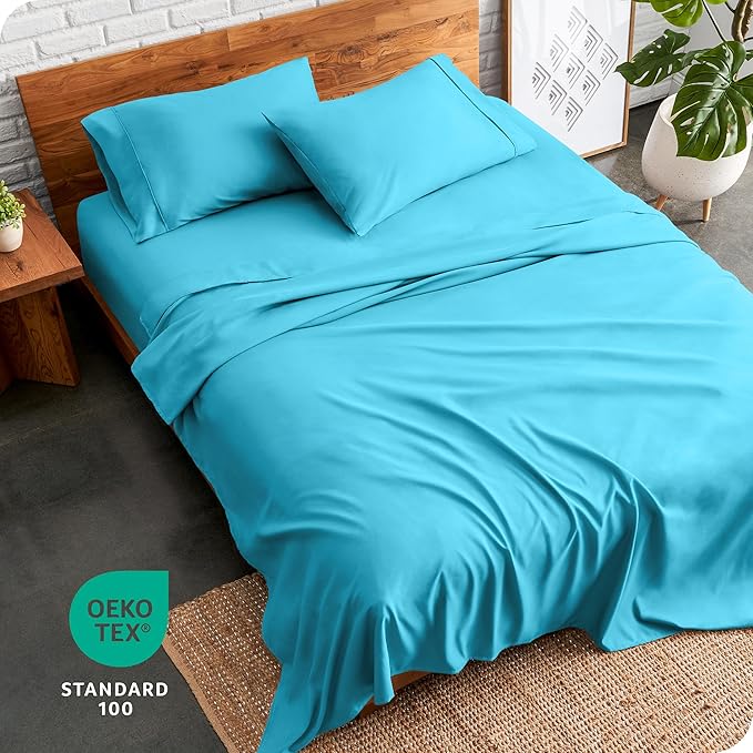 Bare Home Twin XL Sheet Set - College Dorm Size - Luxury 1800 Ultra-Soft Microfiber Twin Extra Long Bed Sheets - Deep Pockets - Easy Fit - Extra Soft - 3 Piece Set - Bed Sheets (Twin XL, Aqua)