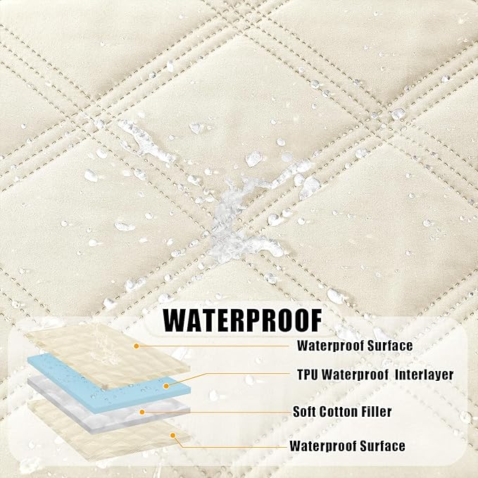 Smiry Waterproof Dog Bed Cover Blanket 68x82, Soft Reversible Pet Blanket, Washable Leakproof Cats Dogs Couch Cover for Sofa, Couch, Furniture, Lattice, Beige/Beige