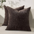 Set of 2 Soft Textured Throw Pillow Covers 24x24, Invisible Zipper Neutral Cushion Cases, Easy - Care Decorative Farmhouse Decor for Living Room Couch (Dark Brown, 24" x 24" (Pack of 2))