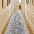 Fame Living Navy Blue Oushak Runner Rug, Modern Runners, Vintage, Turkish, Eclectic, Floral, Pastel, Washable, Long Runner Rugs for Hallway, Kitchen, Living Room, Bedroom, Kitchen, Bathroom, 2'5"x13'