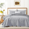 IR Imperial Rooms King Quilt Bedding Set Size (106" x 96") + 2 Pillow Shams (20" x 36"+ 2") - 3 Pcs All Season Lightweight Reversible Microfiber Coverlet Floral Embossed Quilt Bedspread (Silver)