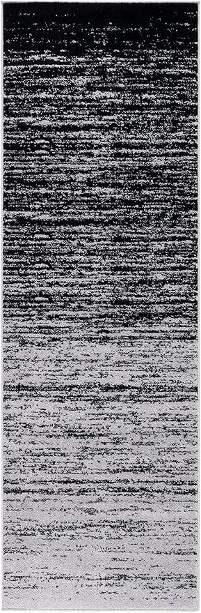 SAFAVIEH Adirondack Collection Runner Rug - 2'6" x 18', Silver & Black, Modern Ombre Design, Non Shedding & Easy to Clean, Ideal for Hallway, Foyer, Kitchen, Entryway, Bedroom (ADR113A)