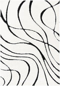 SAFAVIEH Florida Shag Collection Area Rug - 6' x 9', Ivory & Black, Non-Shedding & Easy Care, 1.2-inch Thick Ideal for High Traffic Areas in Living Room, Bedroom (SG471-1290)