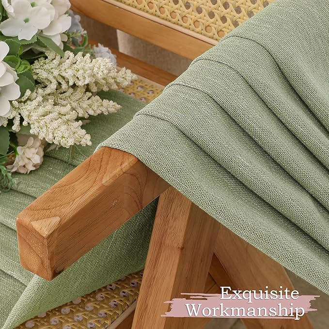 Simplebrand Sage Green Semi Sheer Faux Linen Textured 120 Inches Long Curtains 2 Panels Set, Privacy Farmhouse Window Drapes for Living Room/Birthday Party/Hallway Window Guest Room, 50 x 120 Inch