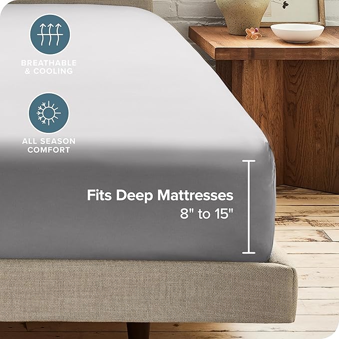 Bare Home 2-Pack Fitted Bottom Sheets Twin - Premium 1800 Ultra-Soft Wrinkle Resistant Microfiber - Deep Pocket (Twin, Light Grey)