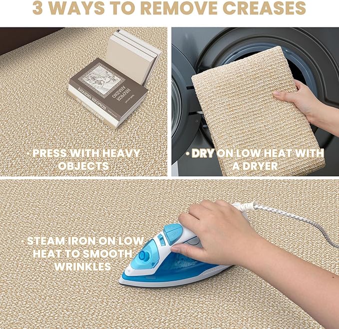 EARTHALL Extra Long Runner Rug 3x16 Ft Washable Runners for Hallways Cotton Non Slip Entryway Runner Braided Kitchen Runner Indoor Outdoor Carpet Runners for Hotels, Hall, Stair, Golden Beige/White