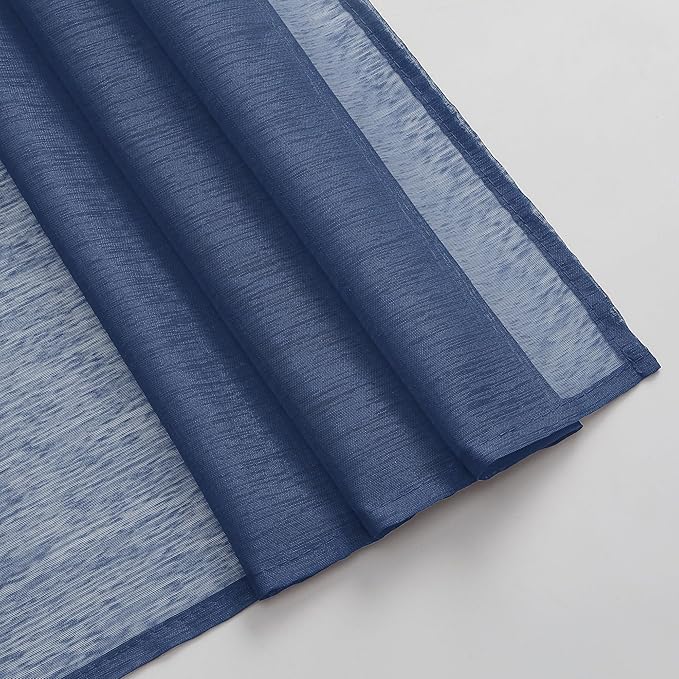 DONREN Dark Blue Window Scarf for Home Decor -Luxury Look Sheer Scarf 34 inches Wide by 144 inches Long,Navy Blue