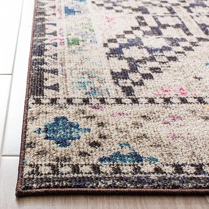 SAFAVIEH Madison Collection Runner Rug - 2'2" x 18', Black & Yellow, Boho Diamond Distressed Design, Non-Shedding & Easy Care, Ideal for High Traffic Areas in Living Room, Bedroom (MAD418Z)