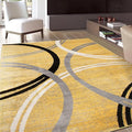 Rugshop Wavy Circles Design Area Rug, Non-Shedding Carpet for Living Room, Bedroom, or Office, Yellow, 6'6" x 9'