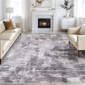Abstract Living Room Rug 9x12 - Modern Washable Soft Thin Area Rug for Living Room Bedroom Under Dining Table - Neutral Indoor Floor Rug Carpets for Home Office Playroom Nursery - Grey