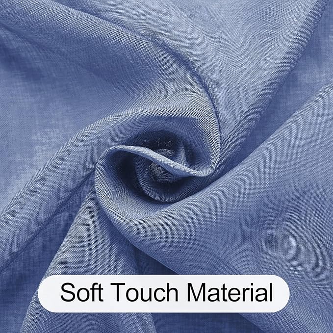 XWZO Sheer Curtains for Bedroom, Light Filtering, Airy & Breathable Voile Grommet Window Curtains for Living Room with Tiebacks, Kids' Room, Dusty Blue, W52 x L95 Inches Long, 2 Panels Set