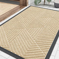 Smiry Front Door Mat Outside Entrance, Heavy Duty Sturdy Natural Rubber Doormat, Trap Dirt and Moisture, Easy Clean Low Profile Mats for Indoor Outdoor Entry, Irregular Triangle (36x24, Beige)