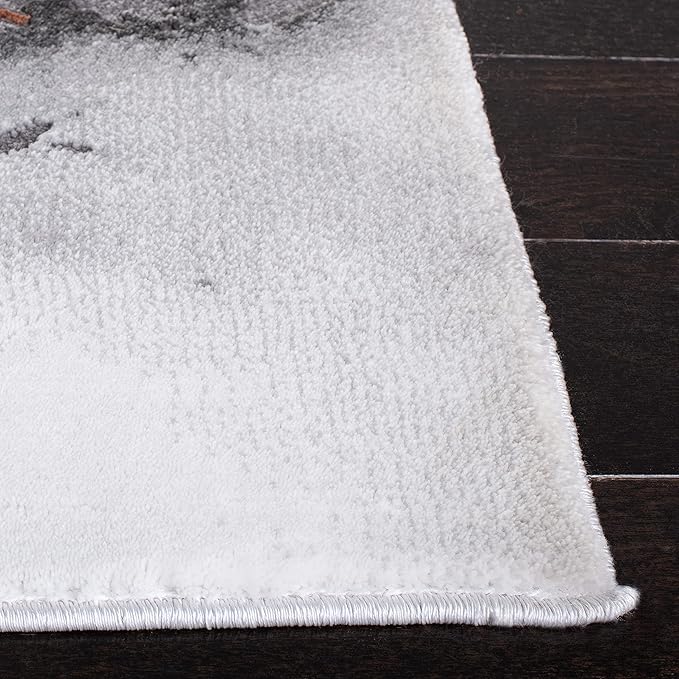 SAFAVIEH Craft Collection Runner Rug - 2'3" x 16', Grey & Orange, Modern Abstract Marble Pattern Design, Non-Shedding & Easy Care, Ideal for High Traffic Areas in Living Room, Bedroom (CFT877P)