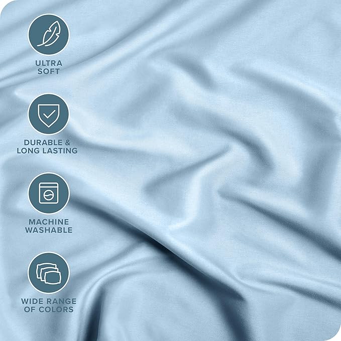 Bare Home 2-Pack Fitted Bottom Sheets Twin XL - Premium 1800 Ultra-Soft Wrinkle Resistant Microfiber - Deep Pocket (Twin XL, Light Blue)