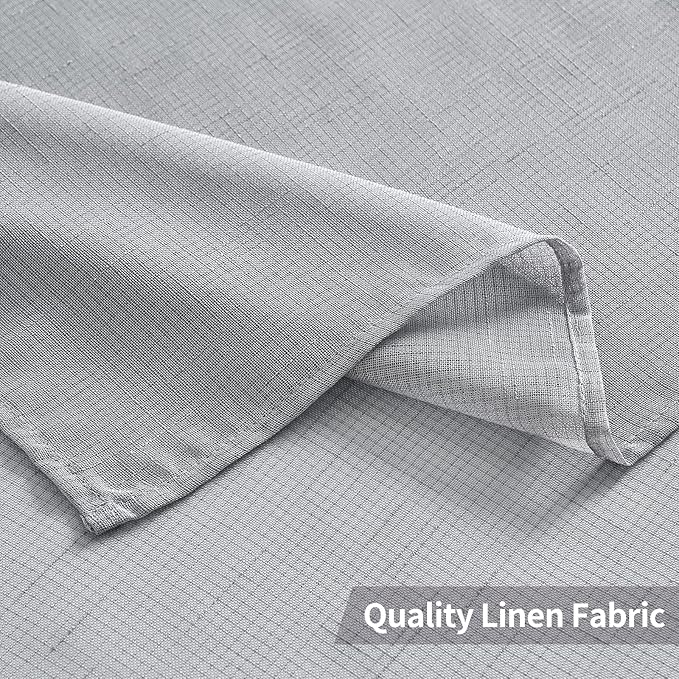 MIULEE 2 Panels Natural Linen Semi Sheer Window Curtains Elegant Solid Light Grey Drapes Grommet Top Window Voile Panels Linen Textured Panels for Bedroom Living Room (52X96 Inch)