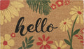 Coir Door Mats 17" X 30", Non-Slip Sturdy, PVC Backed Heavy Duty, Easy to Clean, Ideal for Door Entrance, Patio, Porch, Backyard, Garages, Vibrance of Flora - Hello
