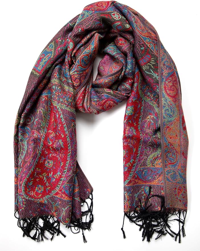 Achillea Big Paisley Pashmina Shawl Wrap for Women – Elegant Scarf for Weddings, Evening Dresses, Festivals & Daily Wear
