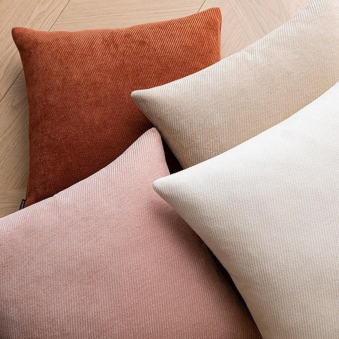 a moment Pack of 2 Christmas Decorative Chenille Throw Pillow Covers with Twill Cushion Covers for Sofa Living Room Couch Bed 22x22 Inch Raw White
