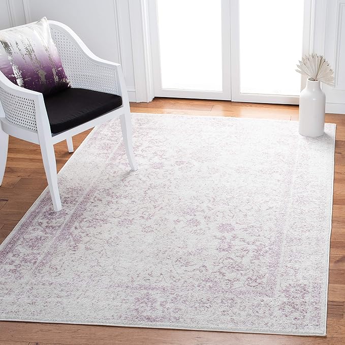 SAFAVIEH Adirondack Collection Area Rug - 5'1" x 7'6", Ivory & Lavender, Distressed Vintage Floral Design, Non-Shedding & Easy to Clean, Ideal for Living Room, Bedroom, Dining Space (ADR109U)