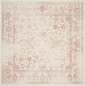 SAFAVIEH Adirondack Collection Area Rug - 4' Square, Ivory & Rose, Distressed Vintage Floral Design, Non-Shedding & Easy to Clean, Ideal for Living Room, Bedroom, Dining Space (ADR109H)