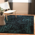 SAFAVIEH Area Rug 4x6 - Adirondack Collection - Black & Teal, Distressed Vintage Floral Design, Non-Shedding & Easy to Clean, Ideal for Living Room, Bedroom, Dining Space (ADR109K)