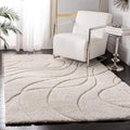 SAFAVIEH Florida Shag Collection Accent Rug - 3'3" x 5'3", Creme & Creme, Non-Shedding & Easy Care, 1.2-inch Thick Ideal for High Traffic Areas in Entryway, Living Room, Bedroom (SG471-1111)