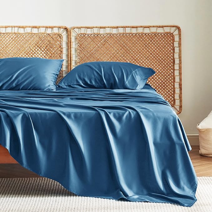 Bedsure Full Size Bed Sheets, Cooling Sheets, Rayon Derived from Bamboo, Breathable & Soft, Deep Pocket Up to 16 Inches, Hotel Luxury Silky Bedding for Hot Sleepers, Teal