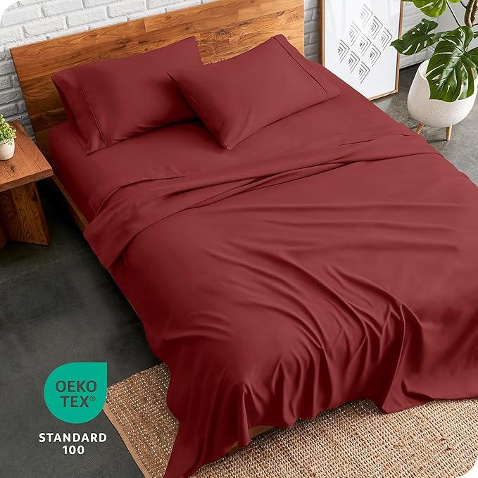 Bare Home Full Sheet Set - 1800 Ultra-Soft Microfiber Full Bed Sheets - Double Brushed - Deep Pockets - Easy Fit - 4 Piece Set - Bed Sheets (Full, Rosewood)