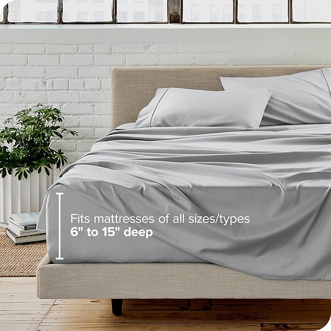 Bare Home Split King Sheet Set - 1800 Ultra-Soft Microfiber Split King Bed Sheets - Double Brushed - Deep Pockets - Easy Fit - 5 Piece Set - Bed Sheets (Split King, French Grey)