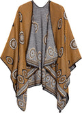 Women's Vintage Pattern Open Front Poncho Cape Shawl Winter Shawl Wraps