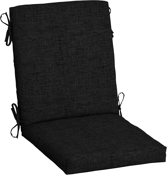 Arden Outdoor Dining Chair Cushion, 2 Pack, 20 x 20, Rain-Proof, Fade Resistant, Black Leala
