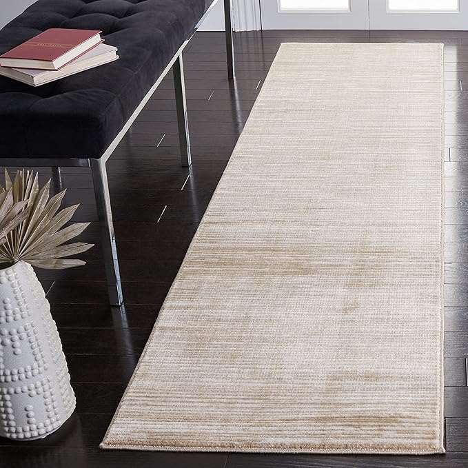 SAFAVIEH Vision Collection Runner Rug - 2'2" x 20', Cream, Modern Ombre Design, Non-Shedding & Easy to Clean, Ideal for Foyer, Hallway, Bedroom (VSN606F)