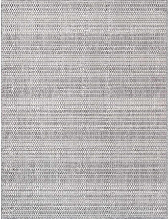 Stripe Outdoor Rug 8x10 Washable Outside Carpet for Indoor Patio Porch Waterproof Easy Cleaning Non Shedding Area Rugs Gray 8 x 10