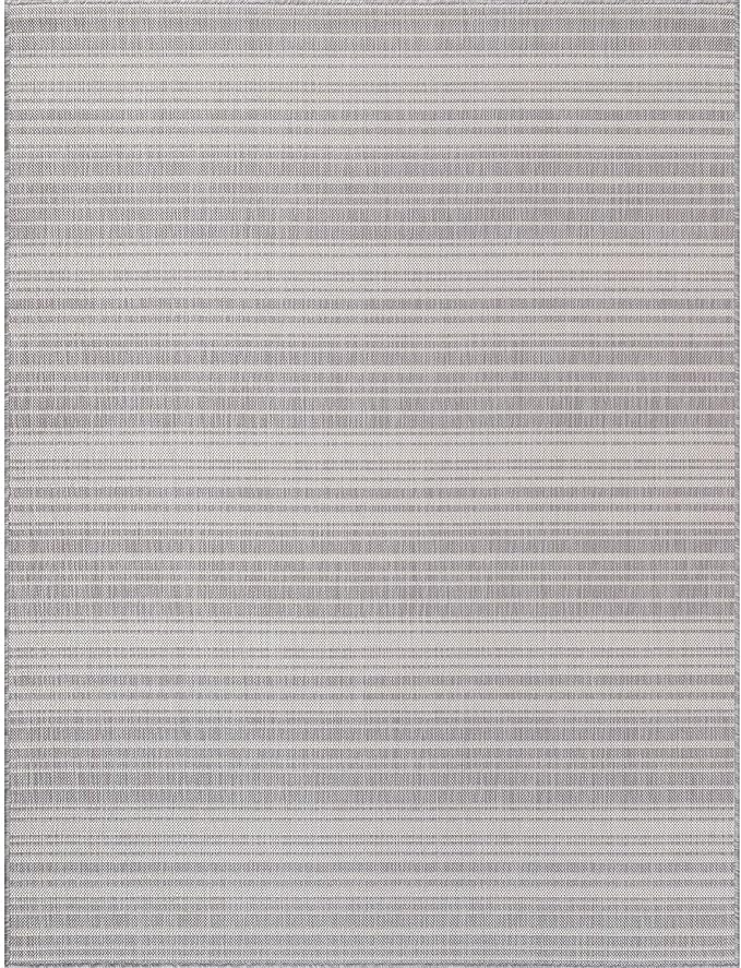 Stripe Outdoor Rug 10x14 Washable Outside Carpet for Indoor Patio Porch Waterproof Easy Cleaning Non Shedding Area Rugs Gray 10 x 14