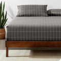 Bare Home Fitted Bottom Sheet Twin Size - Premium 1800 Microfiber - Ultra-Soft Hotel Luxury - Deep Pocket - Durable and Long Lasting (Twin, Grid - Grey/White)
