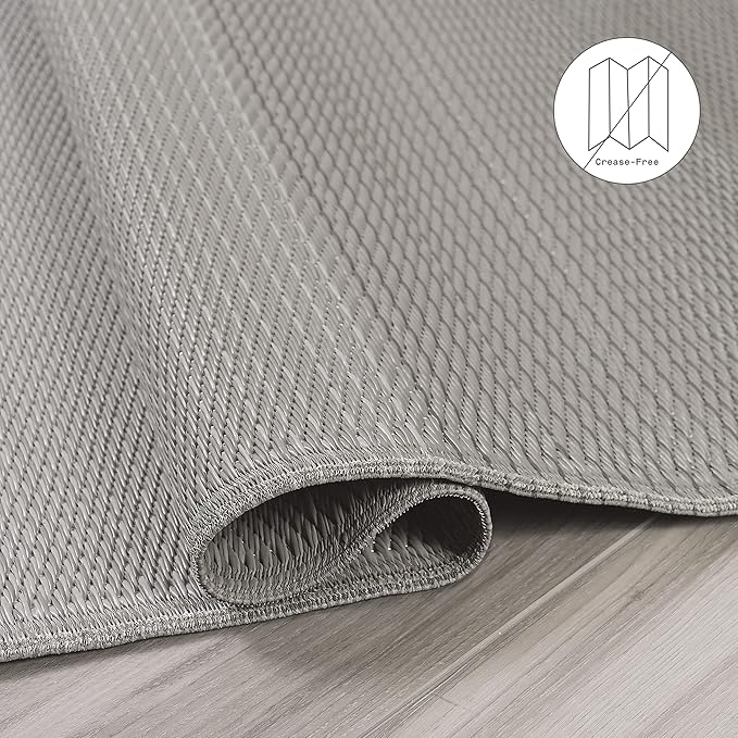 Fab Habitat Neutral Ombre Outdoor Rug - Waterproof, Fade Resistant, Crease-Free, Reversible - Premium Recycled Plastic - Patio Porch Balcony Deck - Big Sur Ash - 8x10 ft