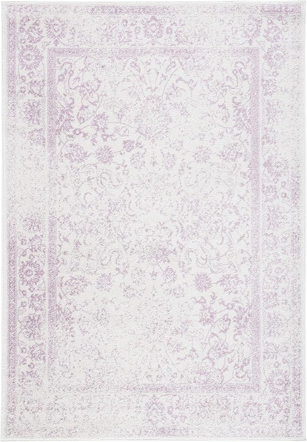 SAFAVIEH Area Rug 3x5 - Adirondack Collection - Ivory & Lavender, Distressed Vintage Floral Design, Non-Shedding & Easy to Clean, Ideal for Living Room, Bedroom, Dining Space (ADR109U)