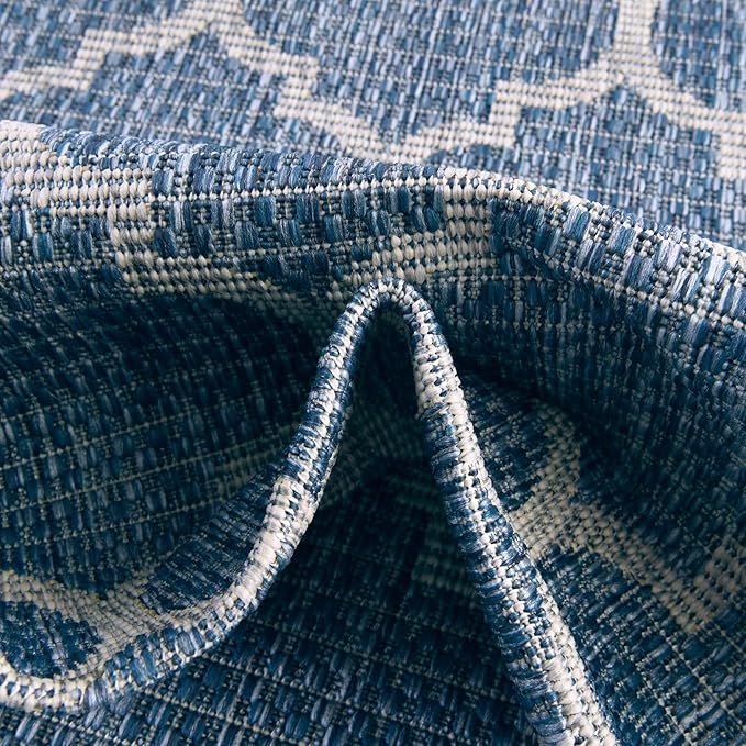 Unique Loom Trellis Collection Area Rug-Lattice Design, Moroccan Inspired for Indoor/Outdoor Décor, 3' 3" x 5' 3", Navy Blue/Gray