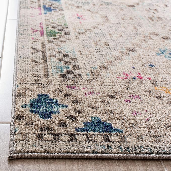 SAFAVIEH Madison Collection Accent Rug - 2'2" x 4', Grey & Yellow, Boho Diamond Distressed Design, Non-Shedding & Easy Care, Ideal for High Traffic Areas in Entryway, Living Room, Bedroom (MAD418F)